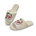 thumbnail image 1 of COEQINE Snowman Beige Bedroom Slippers Women Open Toe House Sandals Comfy Quiet Slip On Home Slides Christmas Fuzzy Slippers for Women Indoor, Reusable Washable Guest Footwear, 46-47, 1 of 7
