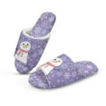thumbnail image 1 of COEQINE Snowman Snowflakes Purple Womens Warm Slippers Open Toe, Quiet Slippers for Hardwood Floors, Christmas Fluffy Slip On House Slides Washable Fuzzy Sandals for Men, 46-47, 1 of 7