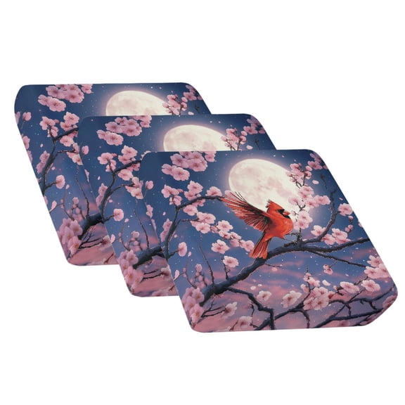 COEQINE Sofa Seat Cushion Slipcover 3 Piece Couch Cover with Elastic Bands, Pet Friendly Sofa Seat Cushion Cover Machine Washable Living Room Home Decor, Cardinal Moon Plum Blossom