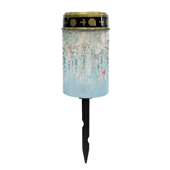COEQINE Solar Cemetery Lights for Grave Outdoor Waterproof Grave Solar Decorations LED Flameless Candles Outdoor Solar Lamp for Cemetery Path Patio Yard, Butterfly Flower Blue
