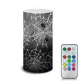 thumbnail image 1 of COEQINE Spider Cobweb Grey Flickering Flameless LED Battery Candles Pillar Candles Tealight with 18-Key Timer Remote with Colorful Light for Indoor Outdoor Halloween Home Decoration, 1 of 7