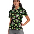 thumbnail image 1 of COEQINE St. Patrick's Day Women 1/4 Zip Golf Shirts Short Sleeve V Neck Golf Polo Shirt Pullover Moisture Wicking Athletic Tops Shamrock Skull Hat and Heart Print Sportswear, XL, 1 of 7