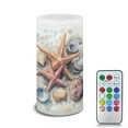 thumbnail image 1 of COEQINE Starfish Seashell Retro Flameless LED Candles Battery Operated Candle with Remote Timer Color Changing Control Long Lasting Pillar Candle Tealights for Coastal Home Decoration, 1 of 7