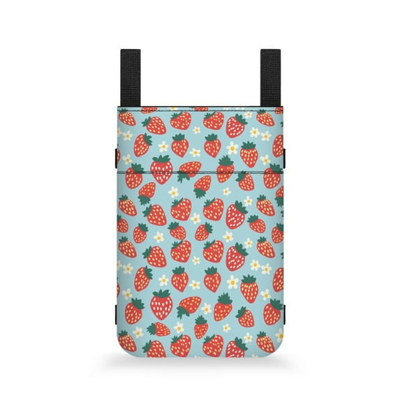 COEQINE Strawberry Crutch Pouch Compartments Adjustable Crutch Organizer Pouch Broken Foot Underarm Crutch Pouch Water-Resistant Walking Cane Pouch Gifts for Kids Girls