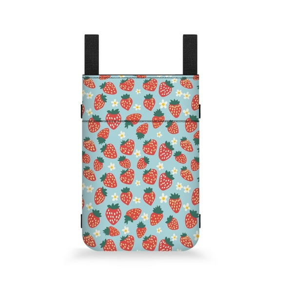 COEQINE Strawberry Crutch Pouch Compartments Adjustable Crutch Organizer Pouch Broken Foot Underarm Crutch Pouch Water-Resistant Walking Cane Pouch Gifts for Kids Girls