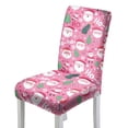 thumbnail image 1 of COEQINE Stretch Dining Chair Slipcovers Set of 1, Polyester Spandex Washable Dining Room Chair Cover Furniture Protector for Christmas Party Wedding Ceremony Banquet, Santa Claus Ho Ho Ho Pink, 1 of 7
