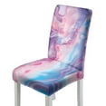 thumbnail image 1 of COEQINE Stretch Dining Room Chair Covers Set of 4, Universal Fit Chair Seat Covers Polyester Spandex Machine Washable Covers for Dining Room Hotel Restaurant, Marble Violet Pink Blue, 1 of 7