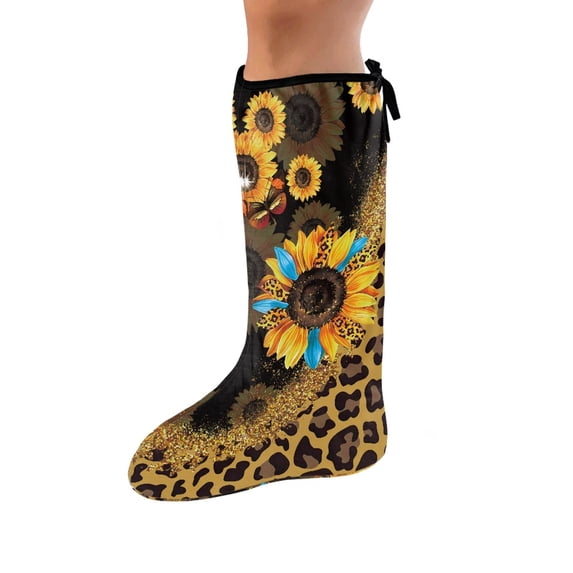COEQINE Sunflower 2 Piece Leg Cast Cover Leopard Print Cast Sleeve for Foot Leg Protector Outdoor Protection Leg Cover Stretch Fabric Leg Cast Protector for Women Men Seniors Medium