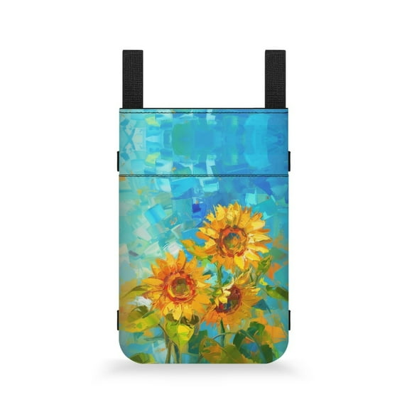 COEQINE Sunflower Crutch Bag Oil Paint Medical Crutch Accessories Storage Organizer for Underarm Crutches Easy to Clean Walking Cane Pouch Underarm Crutch Bag Gifts for Seniors