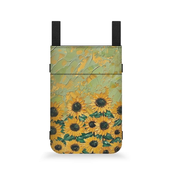 COEQINE Sunflower Crutch Bag Oil Paint Underarm Crutches Attachment Hanging Pouch with Storage Pockets Medical Crutch Accessories Mobility Cane Pouch for Women Men