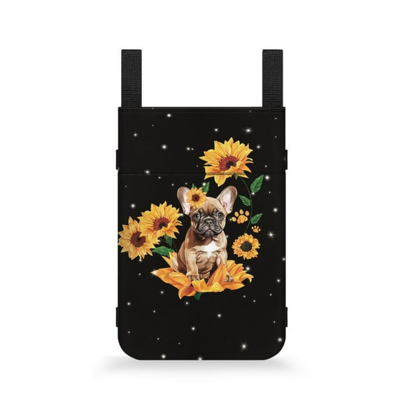 COEQINE Sunflower Crutch Pouch Pug Underarm Crutches Attachment Hanging Pouch with Key and Wallet Large Capacity Crutch Storage Bag Walking Cane Pouch for Kids, Men, Women