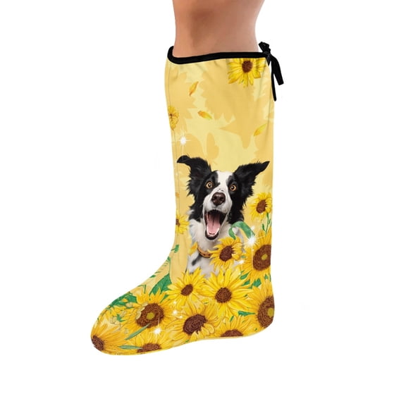 COEQINE Sunflower Leg Cast Cover 2 Pcs Border Collie Below The Knee Leg Cast Sleeve-S Stylish Cast Socks Cover Breathable Cast and Bandage Protector Decoration Cover After Surgery Gifts