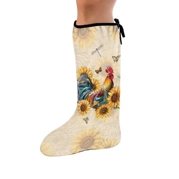 COEQINE Sunflower Rooster Leg Cast Cover Size L Elastic Cast Socks Cover Cast Short Foot Cast Cover Soft Fabric Leg Plaster Sleeve Decorative Leg Plaster Cover for Kids Girls