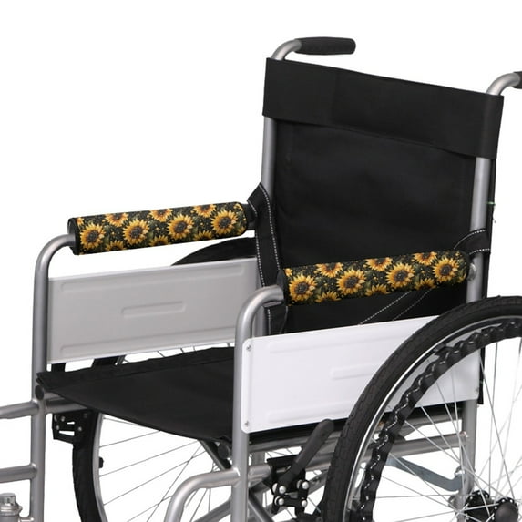 COEQINE Sunflower Wheelchair Armrest Pads Wheelchair Armrest Pads Covers Removable Office Wheelchair Arm Pads Armrest Covers for Wheelchairs, Transport Chairs & Arm Chairs 2 Piece