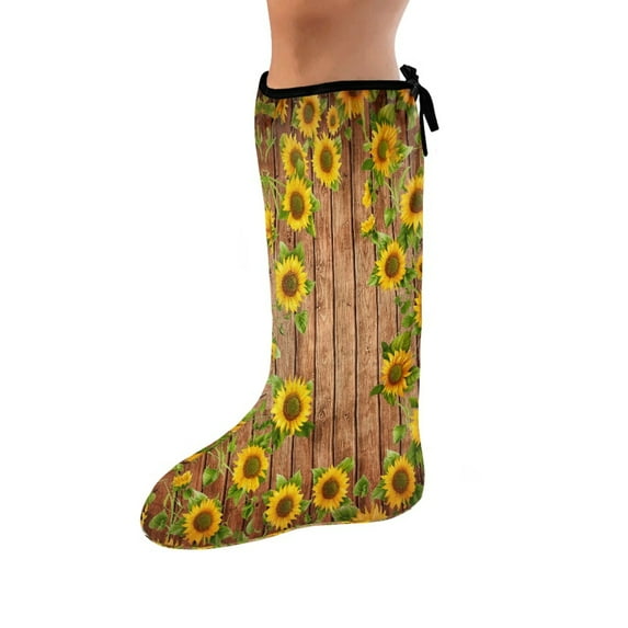 COEQINE Sunflower Wood Leg Cast Cover Outdoor Protection Leg Cover Fashionable Leg Cast Cover Sock Elastic Cast Socks Cover Cast Soft Knee Cast Sock After Surgery Gifts Small