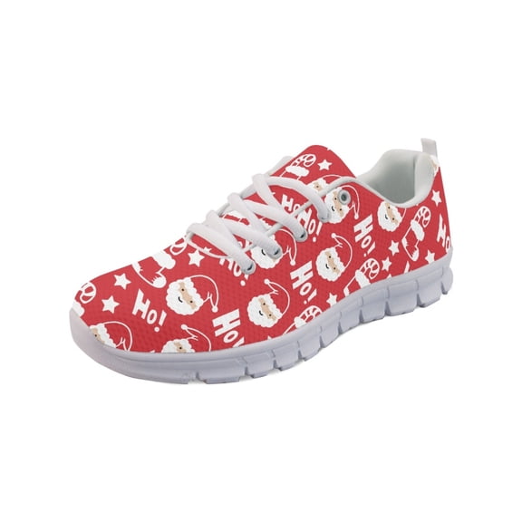COEQINE Tennis Shoes for Women Girls Santa Claus Ho Ho Ho Red Christmas Sneakers Lightweight Athletic Work Shoes Xmas Footwear for Jogging Training Climbing Hiking