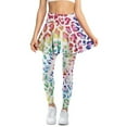 thumbnail image 1 of COEQINE Tennis Skirted Legging for Women Fashion High Waist Comfy Yoga Leggings with Skirts Colorful Leopard Pattern Golf Pickleball Athletic Skirt with Pockets, S, 1 of 7