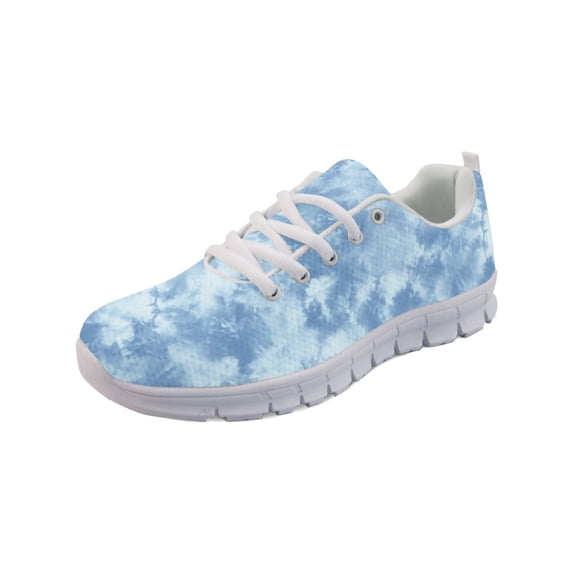 COEQINE Tie-Dye Blue Women Running Shoes Girls Soft White Sole Sneakers Hiking Camping Air Mesh Breathable Training Athletic Shoes Fitness Sneakers