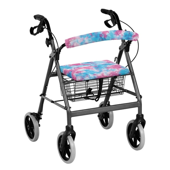 COEQINE Tie-Dye Rollator Seat and Back Rest Covers Medical Rollator Walker Seat & Back Cat Covers Rollator Comfortable Seat Padded Cover Walker Seat Set of 2 Piece Covers