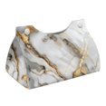 thumbnail image 1 of COEQINE Tissue Box Cover Decorative Accessories PU Leather Rectangle Tissue Case Dispenser Facial Paper Organizer for Vanity, Nightstand, Office Desk, Home Decor, White Grey Gold Marble, 1 of 7