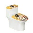 thumbnail image 1 of COEQINE Toilet Lid Cover and Toilet Tank Cover Breathable Easy to Clean Replacement with a 2-Piece Toilet Cover Set, Black Cat Book Floral Leaf Yellow, 1 of 7
