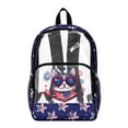 thumbnail image 1 of COEQINE Transparent Clear Backpack for Women Girls See Through PVC Bag for Stadium Concert, 17 Inch Large Capacity Schoolbag Cute Daypack for 4th of July, Cat American Flag Star, 1 of 7