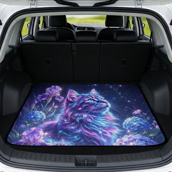 COEQINE Trunk Liner for SUV, Anti-Slip Cargo Mat Car Boot Protection Dust-proof Dog Seat Cover Fit for SUV, Sedan, Truck, 29 x 39 Inches, Fantasy Cat Galaxy Floral