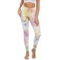 thumbnail image 1 of COEQINE Tummy Control Yoga Leggings for Women with Pockets Breathable High Waisted 4-Way Stretch Full-Length Pants Multicolor Tie-Dye No See Through Hip Lift Tights, M, 1 of 7
