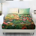 thumbnail image 1 of COEQINE Twin Size 3 Piece Sheet Set, Stay in Place Fade Stain Resistant Cooling Bed Sheets with All Around Elastic Cozy Bedsheet & Pillowcases, Easter Bunny Flower Green, 1 of 5