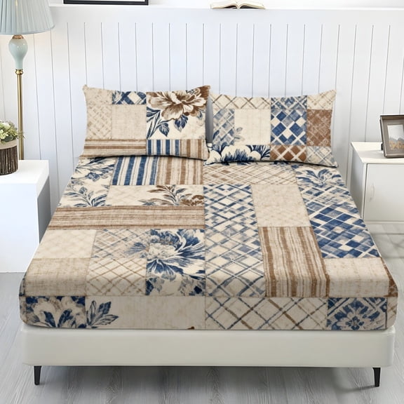 COEQINE Twin Size 3 Piece Sheet Set, Wrinkle Free Comfort Cooling Sheets All Around Elastic Fitted Holiday Bedding Set Home Decor for Women Men, Retro Western Desert Cactus