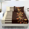 thumbnail image 1 of COEQINE Twin Size Sheet Set Cozy Easy & Secure Fit Stretchy 3 Pieces Bedding Sheet Set Bottom Bedsheet with All Around Elastic for Fall Home Decor, Piano Keyboard Maple Leaf, 1 of 5