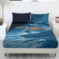 thumbnail image 1 of COEQINE Twin Size Sheet Set Cozy Fade Resistant 3 Pieces Bedding Sheet Set All Season Bottom Bedsheet with All Around Elastic for Home Decor, Sea Turtle Lightning Sea, 1 of 5