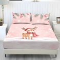 thumbnail image 1 of COEQINE Twin Size Sheet Set Soft Wrinkle Free 3 Pieces Bed Sheets Set with Deep Pocket Bedsheet & Pillowcases for Christmas Home Decor, Cute Reindeer Pink, 1 of 5