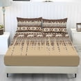 thumbnail image 1 of COEQINE Twin XL Size 3 Piece Sheet Set, Wrinkle Free Comfort Cooling Sheets All Around Elastic Fitted Holiday Bedding Set Home Decor for Women Men, Retro American Tribal Geometric Elephant, 1 of 5