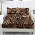 thumbnail image 1 of COEQINE Twin XL Size Sheet Set Soft Easy Care 3 Pieces Bedding Set Fade Resistant Stay in Place Include 1 Fitted Sheet & 2 Pillowcases for Women Men, Brown Tropical Palm Leaf, 1 of 5