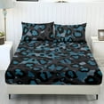 thumbnail image 1 of COEQINE Twin XL Size Sheet Soft Wrinkle Free Fitted Sheet with 2 Pillowcases, Fade Resistant Easy Care Non-Slip Bedsheet for for Twin XL Size Bed, Leopard Print Blue Black, 1 of 5