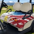 thumbnail image 1 of COEQINE US Flag Golf Cart Seat Towel Blanket Cover with Handle for Folded Carrying, Quilted Padding, 4 Pockets, Compatible with Most 2 Seat Cart Patriotic Decor, Star Splatter American Flag, 1 of 8