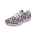 thumbnail image 1 of COEQINE US USA Flag Girls Sneakers White Sole Lace Up Women Running Shoes for Travel Outdoor Comfortable Training Athletic Sport Shoes for 4th of July, American Flag Patchwork, 1 of 7