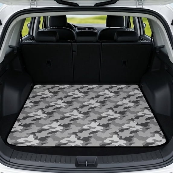 COEQINE Universal Auto Cargo Mat 29" x 39", Scratch-proof Non-Slip Dog Trunk Cover Stylish Car Accessory Fits Most Cars, SUVs & Trucks, Gray Camo Camouflage