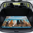 thumbnail image 1 of COEQINE Universal Auto Cargo Mat 29" x 39", Scratch-proof Non-Slip Dog Trunk Cover Stylish Car Accessory Fits Most Cars, SUVs & Trucks, Multi Cats Summer Beach, 1 of 7
