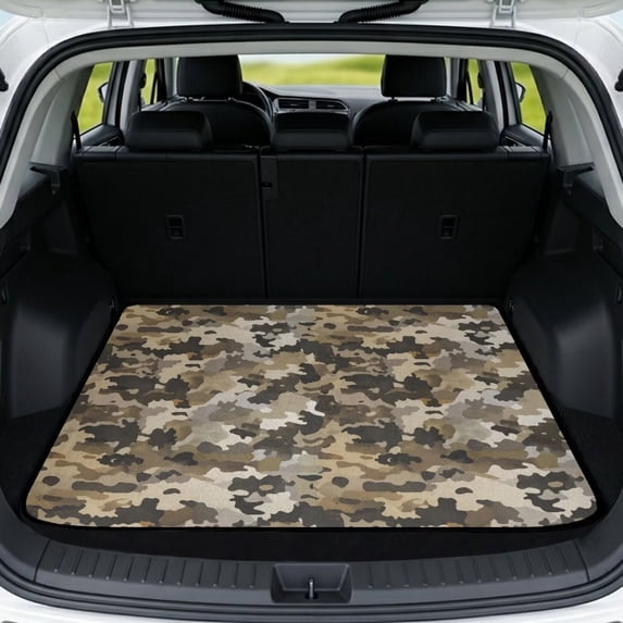 COEQINE Universal Car Trunk Liner for Dogs, All Weather SUV Cargo Mat Non-Slip Backing Trunk Protector Mat Fits Most Cars, SUVs & Trucks, Brown Gray Camo Camouflage