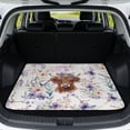 thumbnail image 1 of COEQINE Universal Car Trunk Liner for Dogs, All Weather SUV Cargo Mat Non-Slip Backing Trunk Protector Mat Fits Most Cars, SUVs & Trucks, Highland Cow Floral Violet, 1 of 7