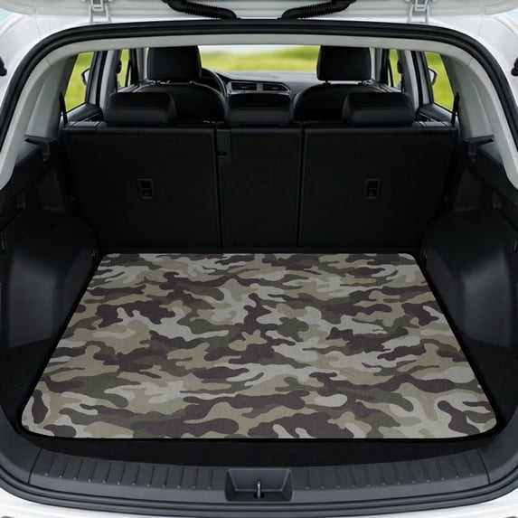 COEQINE Universal Car Trunk Mat All Weather Cargo Liner Floor Mat with Non-Slip Backing Scratch-proof Pet Cargo Mat Suitable for Most Car Models, Camo Camouflage Green Gray