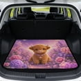 thumbnail image 1 of COEQINE Universal Car Trunk Mat All Weather Cargo Liner Floor Mat with Non-Slip Backing Scratch-proof Pet Cargo Mat Suitable for Most Car Models, Highland Cow Floral Purple Pink, 1 of 7