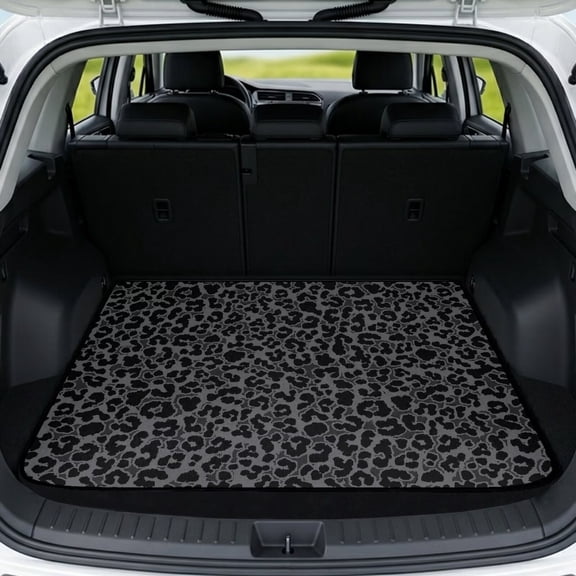 COEQINE Universal Cargo Liner for Cars SUVs, Scratch-proof Trunk Protection Cute Back Cargo Mat Vehicle Interior Accessories, 29 x 39 Inches, Black Leopard Print