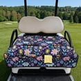 thumbnail image 1 of COEQINE Universal Golf Cart Seat Cover with Bag-Style Fold Design, Includes Carry Handle, Fits Most 2-Seaters, 51.2x30.3 Inch, Quilted Padding & 4 Front Pockets, Blue Purple Lotus Hippie Flower, 1 of 8