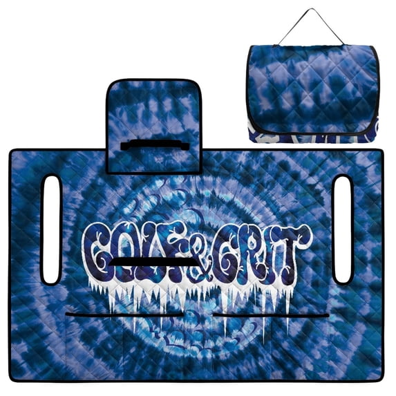 COEQINE Universal Golf Cart Seat Towel Blanket Covers for All Weather, Foldable Design with Handle, Fit for EZGO, Club Car and More 2-Seat Golf Carts, Golf Tie-dye Blue