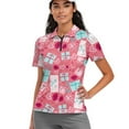 thumbnail image 1 of COEQINE V Neck Golf Shirts for Women 1/4 Zip Short Sleeve Golf Tops Gift Lip and Heart Print Moisture Wicking Polo Shirts Quick Dry Fit Workout Tennis Activewear, XL, 1 of 7