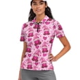 thumbnail image 1 of COEQINE Valentine's Day Women Short Sleeve Golf Shirts Moisture Wicking Quick Dry Fit Sportswear Lightweight 1/4 Zip Golf Polo Tops Pink Gnome Leprechaun Heart Print Tennis Shirts, S, 1 of 7