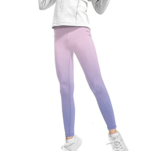 COEQINE Violet Gradient Girls Yoga Leggings High Waist Sport Pants Buttery Soft Stretch Running Leggings, for 4-5 Years Kids Girls